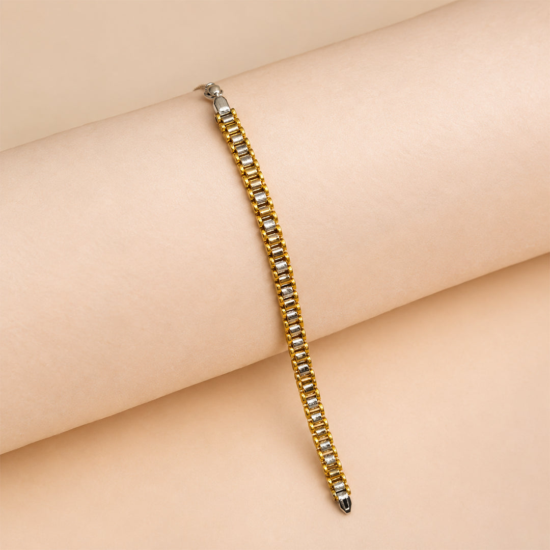 Verona Two-Tone Geometric Pavé Link Bracelet